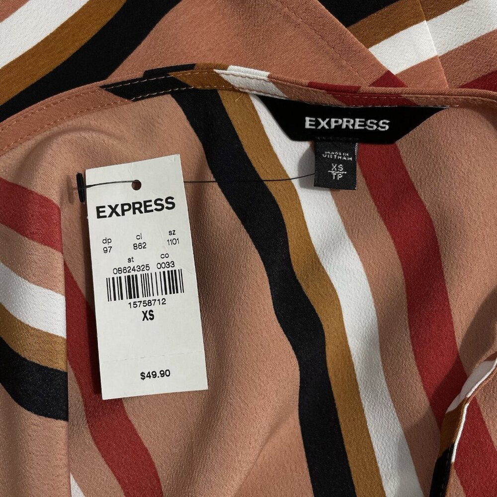 Express Blouse XS Oversized Stripe Dolman Sleeve Round Neck Womens - Picture 7 of 7